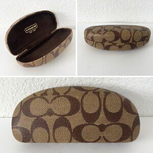 Coach Sunglasses Hard Case Clamshell Tan Brown Gold Eyeglasses Monogram